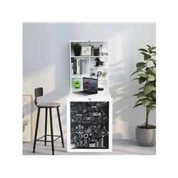 HW61920WH Convertible Wall Mounted Table with A Chalkboard, White
