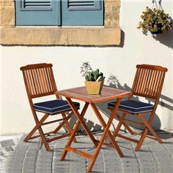 HW63820 Garden Yard Patio Bistro Wood Folding Table Set - 3 Piece -  Costway