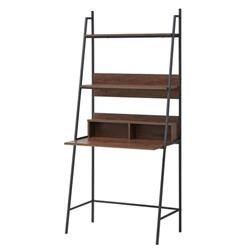 HW64299 Wall Bookshelf Ladder Computer Desk with Shelf & Metal Frame