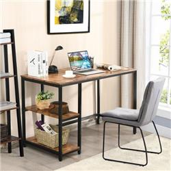 Picture of Costway HW65973WT-M 47 in. & 55 in. Computer Desk Office Study Table Workstation Home with Adjustable Shelf&#44; Rustic Brown - Medium