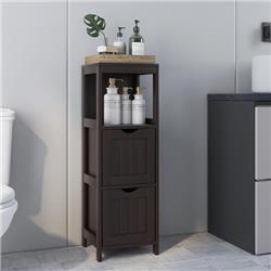 HW66004CF Wooden Bathroom Floor Cabinet with Removable Drawer, Brown