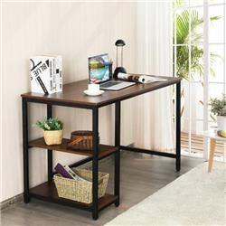 Picture of Costway HW65973CF-M 47 in. & 55 in. Computer Desk Office Study Table Workstation Home with Adjustable Shelf&#44; Coffee - Medium