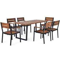 HW65220C- Patented Outdoor Patio Dining Table Set with Hole - 7 Piece