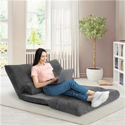 HW65938GR 6-Position Adjustable Sleeper Lounge Couch with 2 Pillows, Gray
