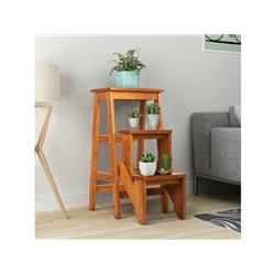 HW63936CF 3-Tier Step Stool 3-in-1 Folding Ladder Bench, Natural