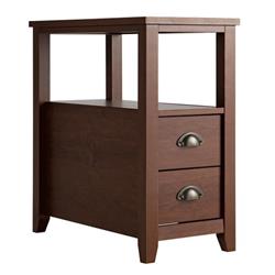 HW63252BN-1 Wooden End Table with 2 Drawer & Shelf Bed Side Table, Brown