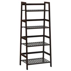 HW65606CF 4-Tier Bamboo Plant Rack with Guardrails Stable & Space-Saving, Brown