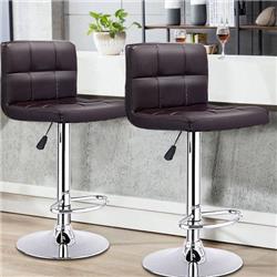 Picture of Costway HW65609BN PU Leather Swivel Bar Stool Pub Chair, Brown - Set of 2