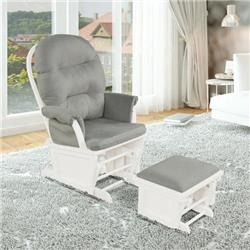 HW67534SL Baby Nursery Relax Rocker Rocking Chair Set, Light Gray -  Costway