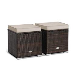 HW70591BN Patio Ottoman with Removable Cushions, Brown - 2 Piece