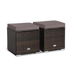 HW70591GR Patio Ottoman with Removable Cushions, Gray - 2 Piece