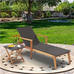 Picture of Costway HW70633 Patio Chaise Lounge & Table Set with 4-Level Adjustable Backrest - 2 Piece