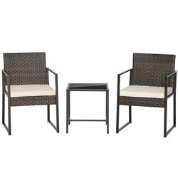HW70646 Modern Heavy Duty Patio Furniture Set with Coffee Table, Off White - 3 Piece