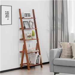 JV10224CF 5-Tier Bamboo Ladder Shelf for Home Use, Brown