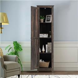 HW66186CF Linen Tower Bathroom Storage Cabinet Tall Slim Side Organizer with Shelf, Walnut
