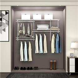 Picture of Costway HW66516WH Custom Closet Organizer Kit & 3 to 5 ft. Wall-Mounted System with Hang Rod&#44; White