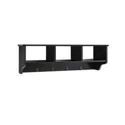 HW67410BK Wall Mount Cubby Organizer Hook Entryway Storage Shelf, Black