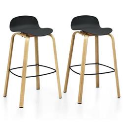 Picture of Costway HW67490BK-2 Modern Barstools Pub Chair with Low Back & Metal Legs&#44; Black - Set of 2