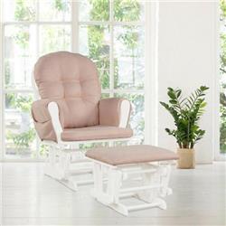 HW67532PI Baby Nursery Relax Rocker Rocking Chair with Glider & Ottoman Set, Pink -  Costway