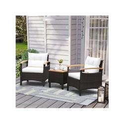 HW70448 Patio Rattan Furniture Set with Removable Cushion - 3 Piece
