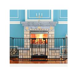 HW70513BK 115 in. 5-Panel Adjustable Wide Fireplace Fence, Black