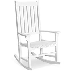 HZ10110WH Indoor & Outdoor Wooden High Back Rocking Chair, White