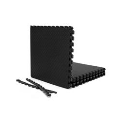 HZ10137DK Puzzle Interlocking Flooring Mat with Anti-slip & Waterproof Surface, Black - 12 Piece