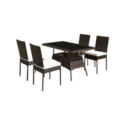 HW66855C Rattan Dining Set Glass Table High Back Chair - 5 Piece