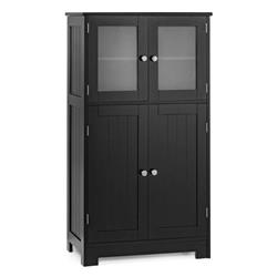 HW67318DK Bathroom Floor Storage Locker Kitchen Cabinet with Doors & Adjustable Shelf, Black
