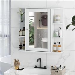 JV10446WH Multipurpose Mount Wall Mirror with Bathroom Storage Cabinet, White