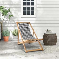 Picture of Costway JV10457NA Folding Bamboo Sling Chair with Adjustable Backrest & Canvas&#44; Natural