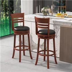 Picture of Costway JV10917OK 360 deg Bar Stool with PU Upholstered Seats, Brown - Set of 2