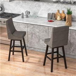 Picture of Costway JV10937 360 deg Swivel Bar Stool with Rubber Wood Legs Footrest - Set of 2