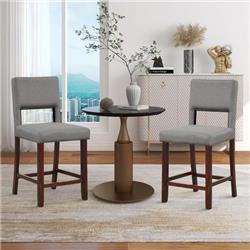 Picture of Costway JV10939GR Bar Chair Set with Hollowed Back & Rubber Wood Legs&#44; Gray - 2 Piece
