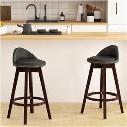 Picture of Costway JV10941DK Cushioned Swivel Bar Stool Set with Low Back, Black - 2 Piece