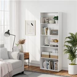 JV10965WH 5-Shelf Storage Bookcase Modern Multi-Functional Display Cabinet, White