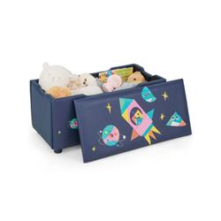 Picture of Costway HY10060NY Kids Wooden Upholstered Toys Storage Box with Removable Lid&#44; Navy