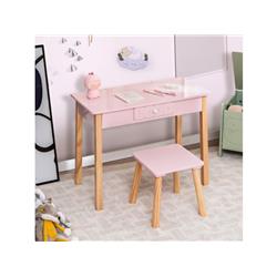 Picture of Costway HY10090PI 2-in-1 Children Vanity Table Stool Set with Mirror&#44; Pink