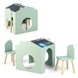 Picture of Costway HY10093GN Wooden Kids Table & Chair Set&#44; Green - 3 Piece