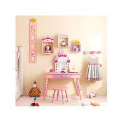 Picture of Costway HY10100PI Kids Princess Vanity Table & Stool Set with Drawer & Mirror&#44; Pink