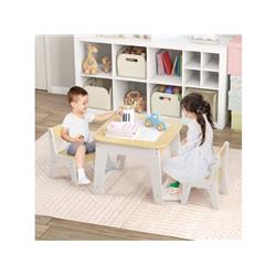 Picture of Costway HY10104YW Kids Table & Chair Set with Double-sized Tabletop&#44; Natural