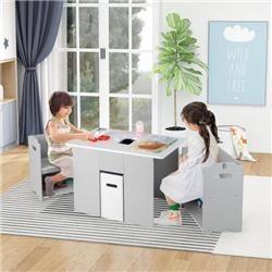 Picture of Costway HY10119GR 4-in-1 Kids Table & Chair with Multiple Storage for Learning&#44; Gray