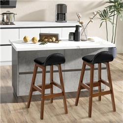 Picture of Costway JV10812BN-2 27.5 in. Upholstered PU Leather Barstools with Back Cushion, Brown - Set of 2