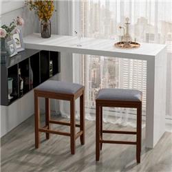 Picture of Costway JV10819CF-24 25 in. Upholstered Bar Stool Set with Solid Rubber Wood Frame & Footrest&#44; Brown - 2 Piece