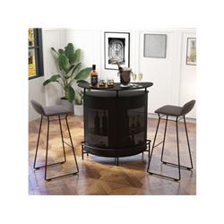 Picture of Costway JV10835DK 4-Tier Liquor Bar Table with 3 Glass Holders & Storage Shelves&#44; Black