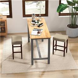 Picture of Costway JV10850BE-24 24 in. Bar Stool with Curved Seat Cushions, Beige - Set of 2