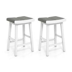 Picture of Costway JV10858GR-24 26 in. Upholstered Saddle Barstools with Padded Cushions, Gray - 2 Piece