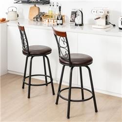 Picture of Costway JV10864DK-2 24-30 in. Adjustable PU Cushioned Swivel Barstools, Brown - 2 Piece