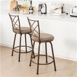 Picture of Costway JV10865BN-2 Swivel Pluch Fabrice Cushioned Bar Stool Set, Brown - 2 Piece
