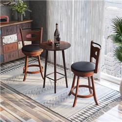 Picture of Costway JV10875BN-24 24 in. Swivel Bar Stool with Curved Backrest & Seat Cushions&#44; Brown - 2 Piece